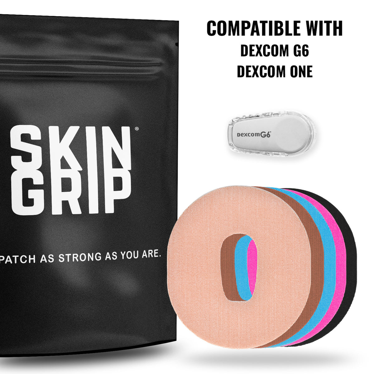 Skin Grip CGM Patches for Dexcom G6 (20-Pack) Waterproof & Sweatproof for 10-14 Days Pre-Cut Adhesive Tape Continuous Glucose Monitor Protection