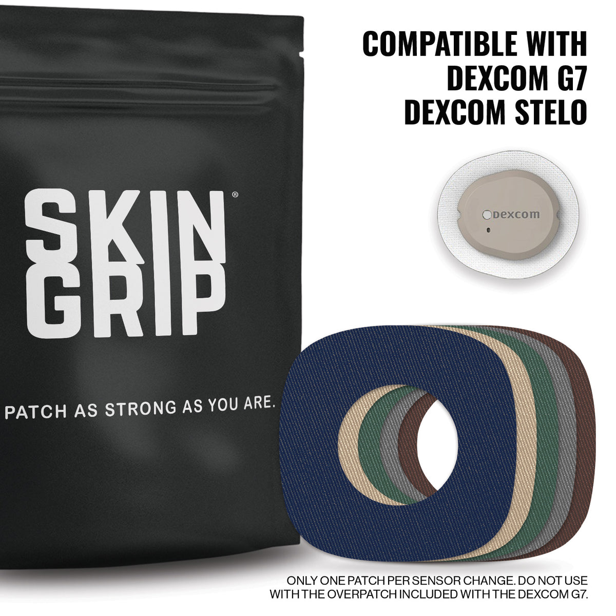 Skin Grip Original - Dexcom G7 &amp; Stelo Adhesive Patches (With Cutout)