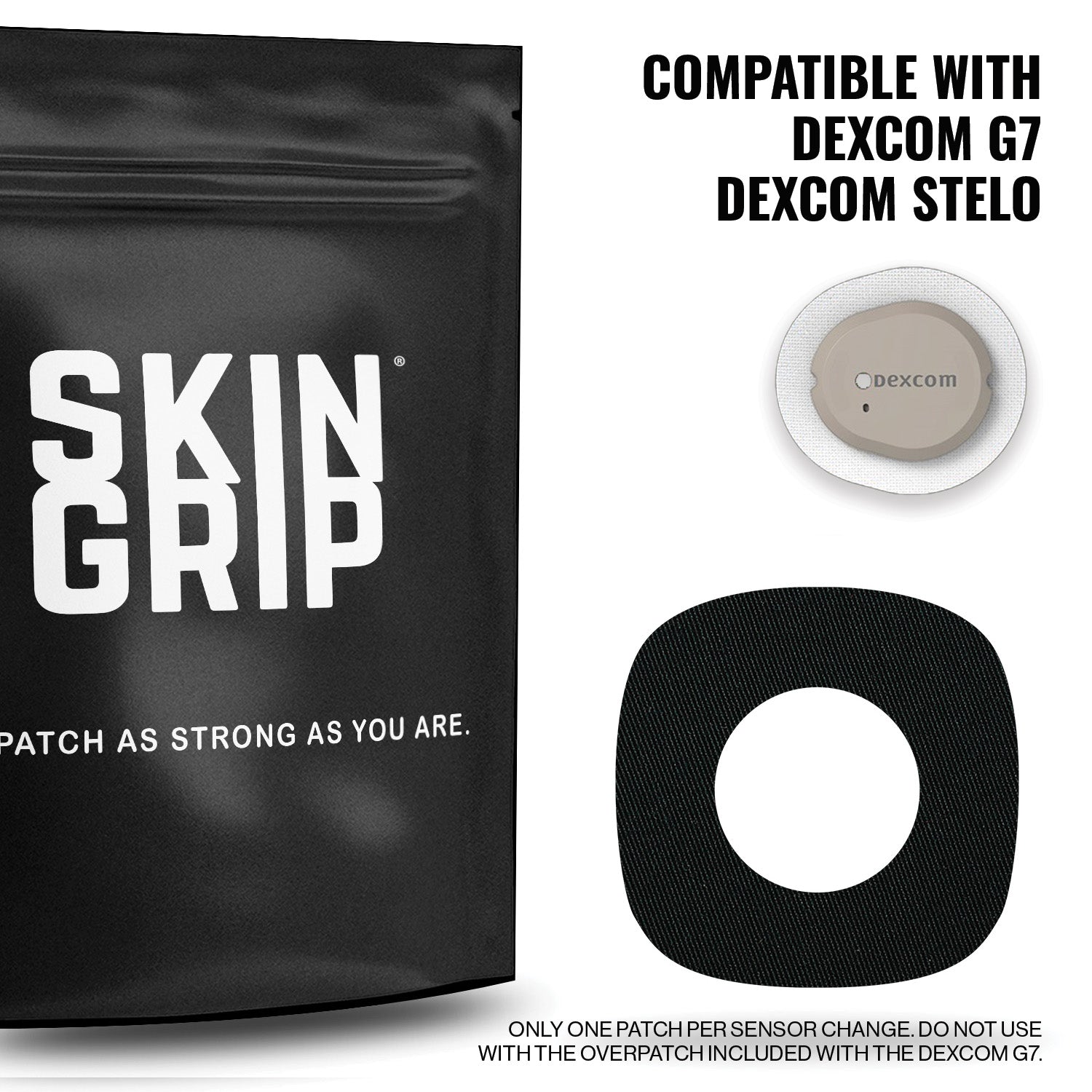 Skin Grip Original - Dexcom G7 & Stelo Adhesive Patches (With Cutout)