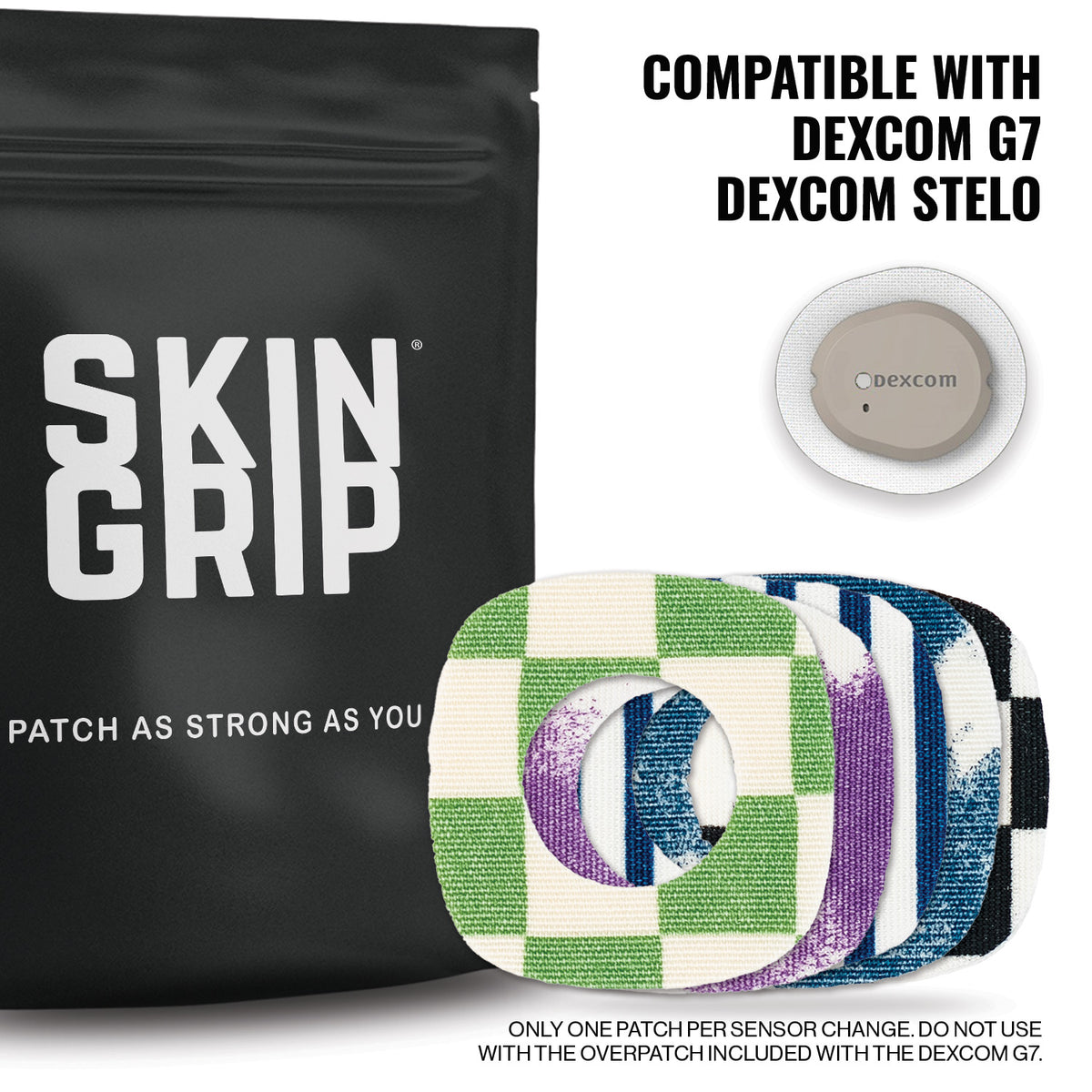 Skin Grip Original - Dexcom G7 &amp; Stelo Adhesive Patches (With Cutout)