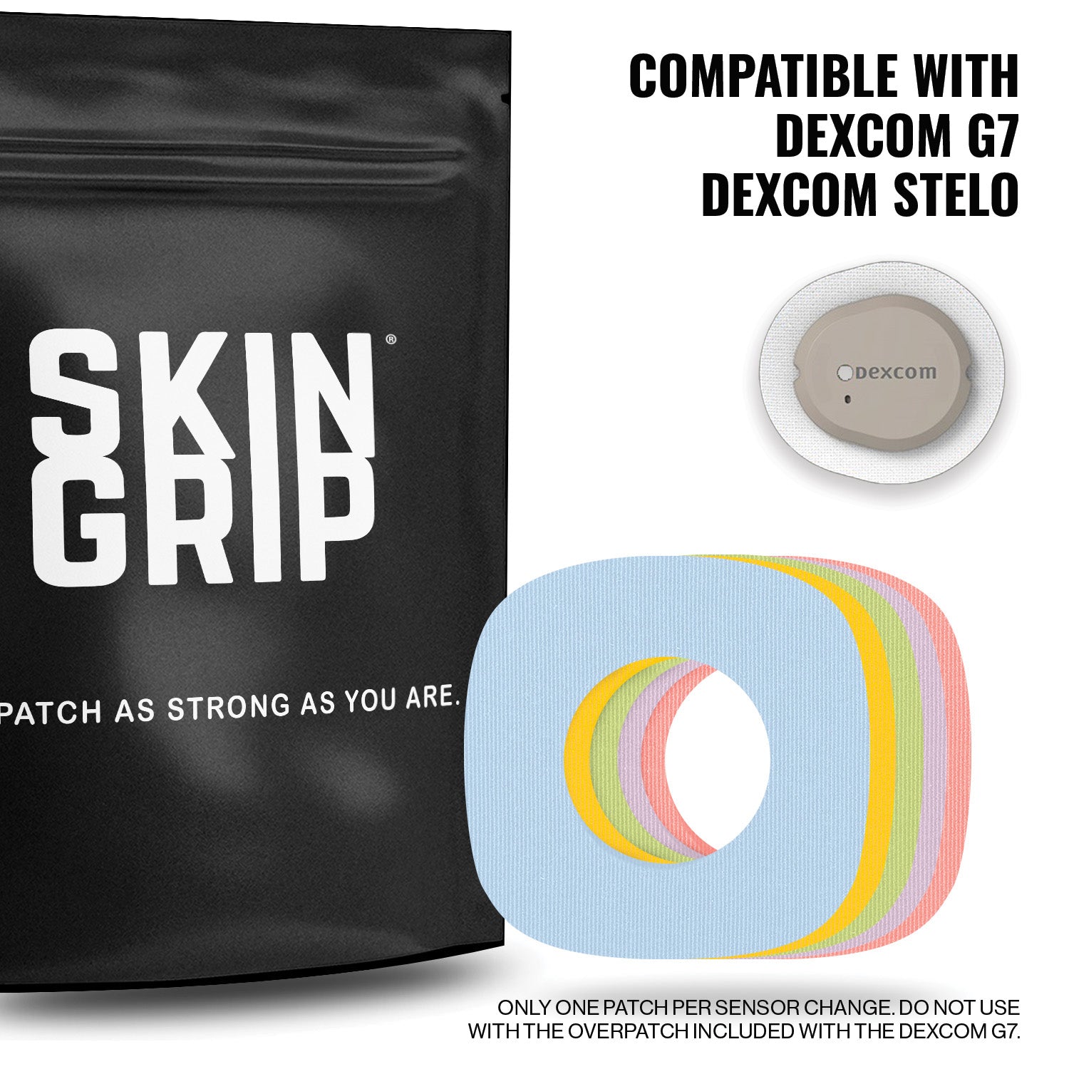 Skin Grip Original - Dexcom G7 & Stelo Adhesive Patches (With Cutout)