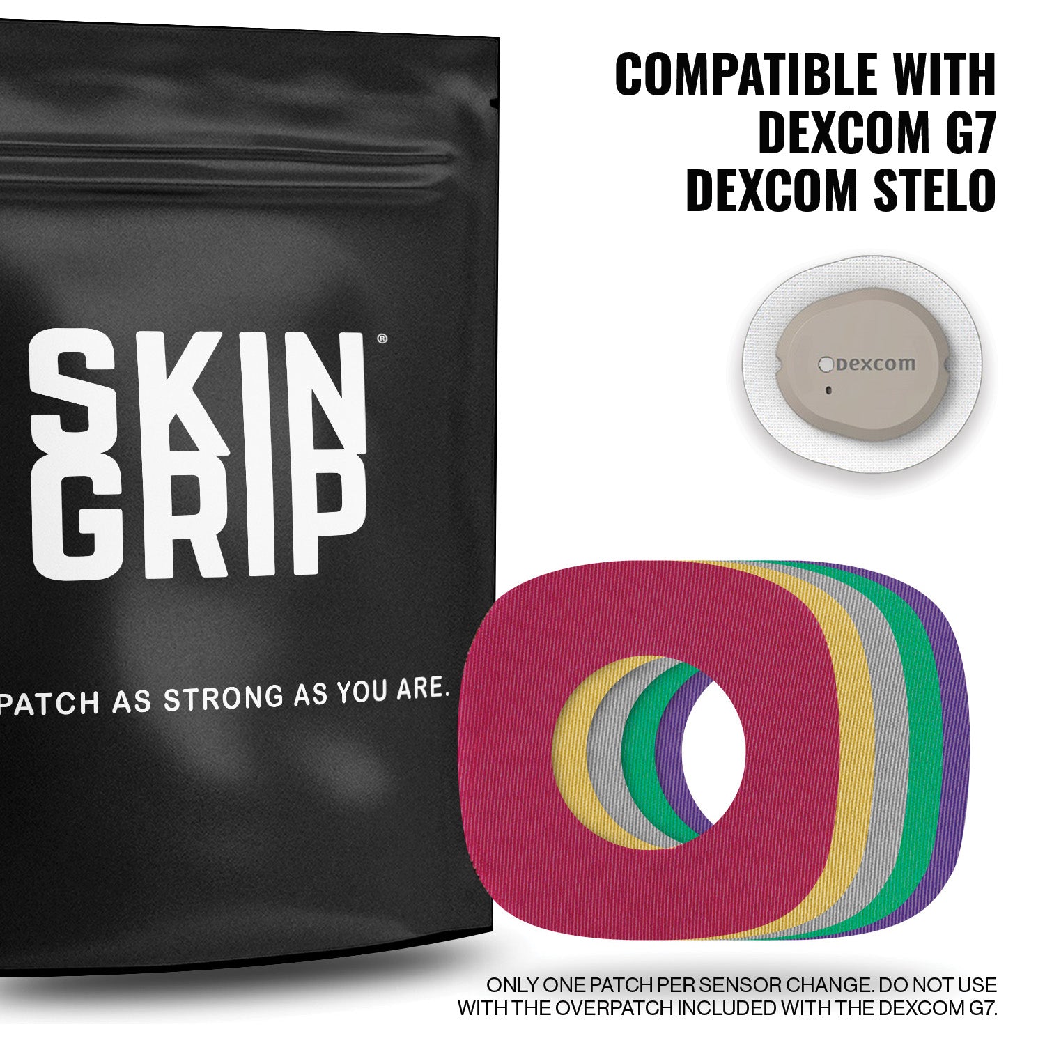 Skin Grip Original - Dexcom G7 & Stelo Adhesive Patches (With Cutout)