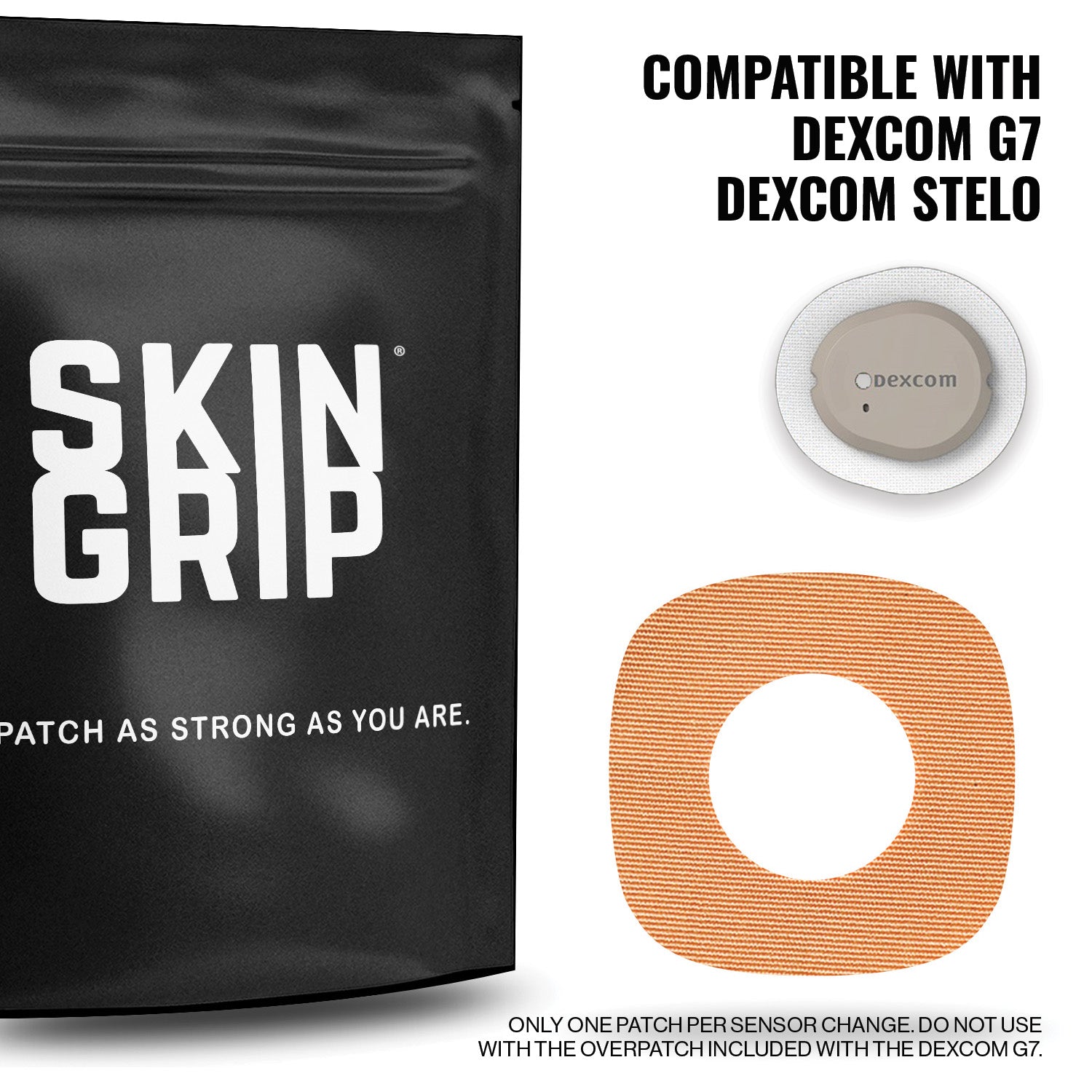 Skin Grip Original - Dexcom G7 & Stelo Adhesive Patches (With Cutout)